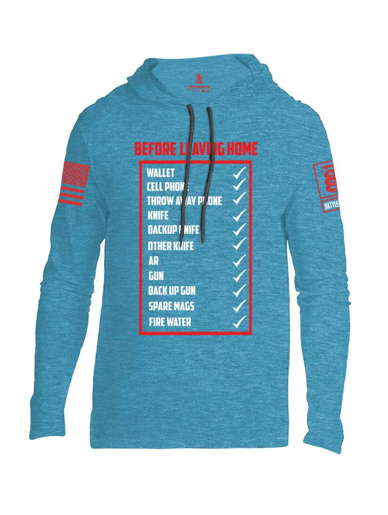Battleraddle Before Leaving Home Red Sleeve Print Mens Thin Cotton Lightweight Hoodie