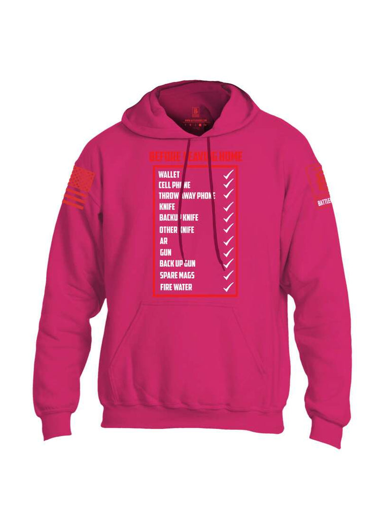 Battleraddle Before Leaving Home Red Sleeve Print Mens Blended Hoodie With Pockets