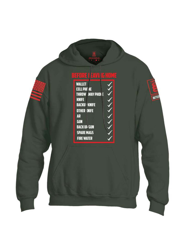 Battleraddle Before Leaving Home Red Sleeve Print Mens Blended Hoodie With Pockets