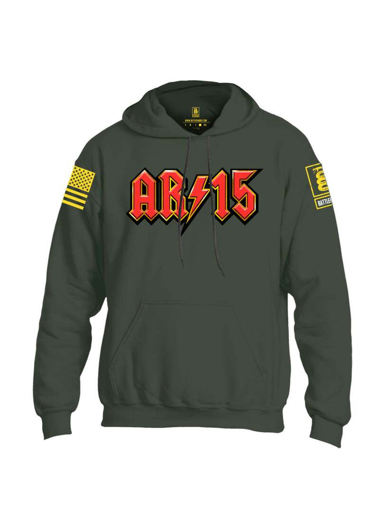 Battleraddle AR15 Yellow Sleeve Print Mens Blended Hoodie With Pockets