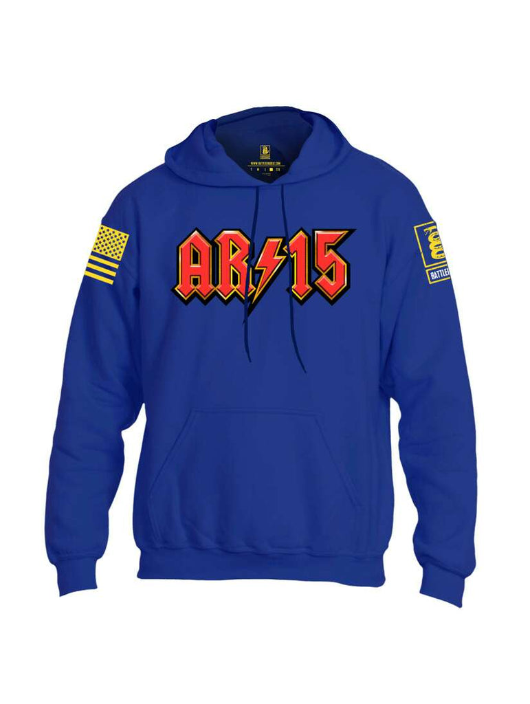 Battleraddle AR15 Yellow Sleeve Print Mens Blended Hoodie With Pockets