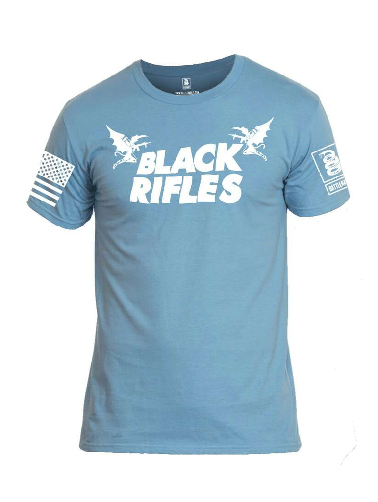 Battleraddle Black Rifles White Sleeve Print Mens Cotton Crew Neck T Shirt