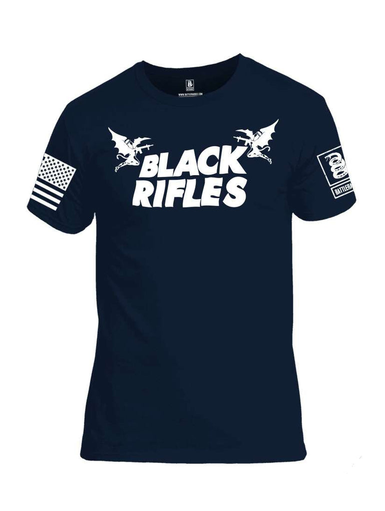 Battleraddle Black Rifles White Sleeve Print Mens Cotton Crew Neck T Shirt