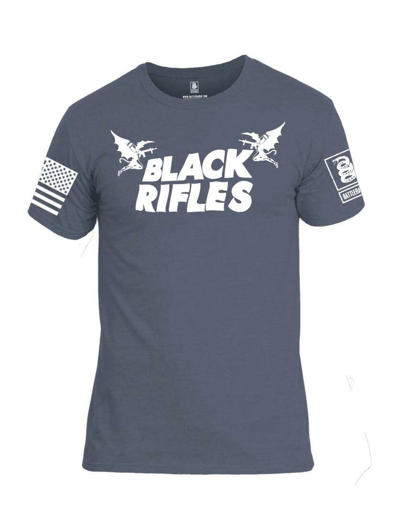 Battleraddle Black Rifles White Sleeve Print Mens Cotton Crew Neck T Shirt