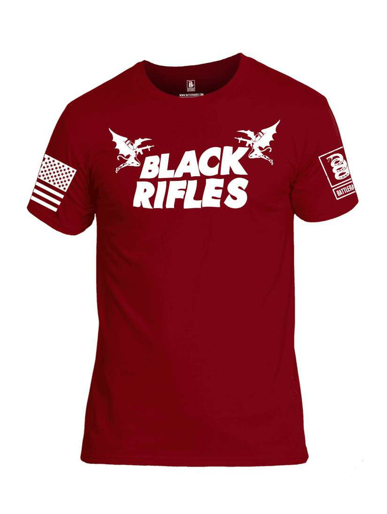 Battleraddle Black Rifles White Sleeve Print Mens Cotton Crew Neck T Shirt