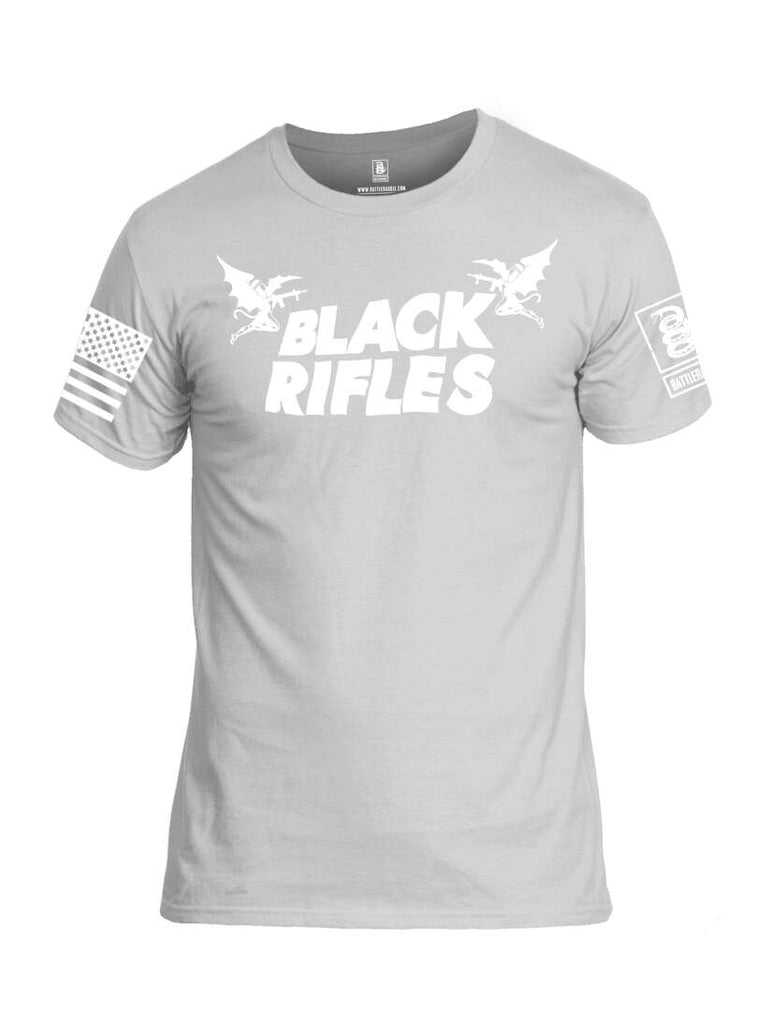 Battleraddle Black Rifles White Sleeve Print Mens Cotton Crew Neck T Shirt