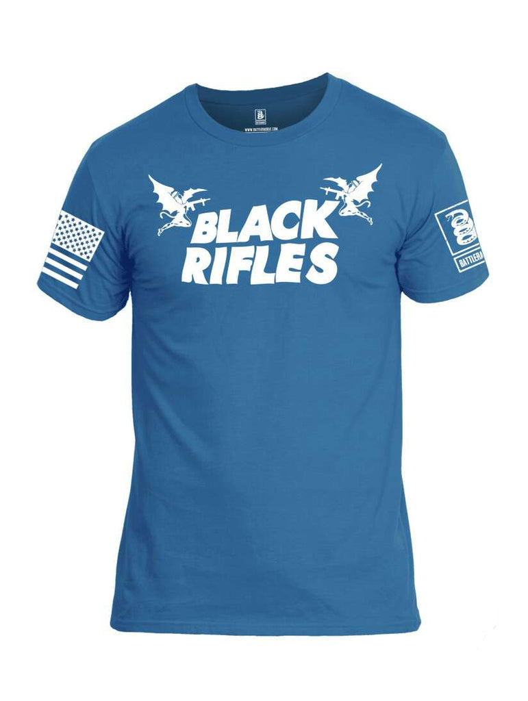 Battleraddle Black Rifles White Sleeve Print Mens Cotton Crew Neck T Shirt