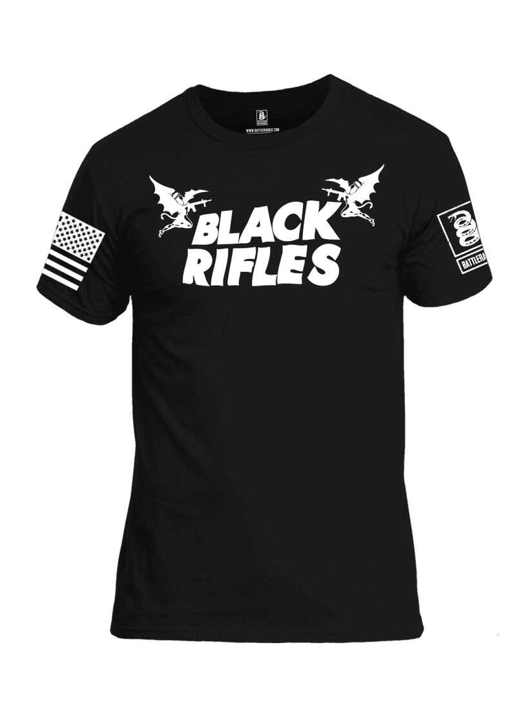 Battleraddle Black Rifles White Sleeve Print Mens Cotton Crew Neck T Shirt