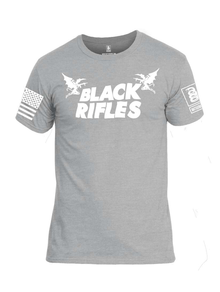 Battleraddle Black Rifles White Sleeve Print Mens Cotton Crew Neck T Shirt