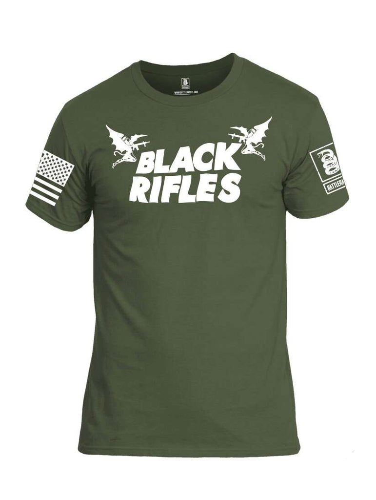 Battleraddle Black Rifles White Sleeve Print Mens Cotton Crew Neck T Shirt