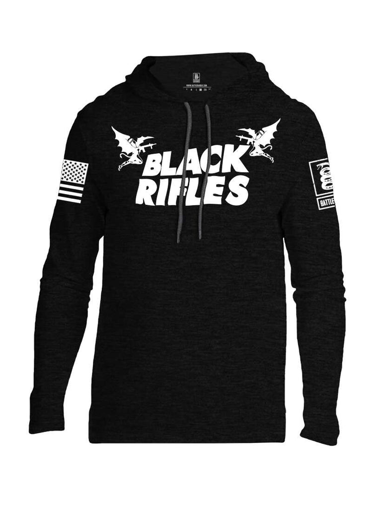 Battleraddle Black Rifles White Sleeve Print Mens Thin Cotton Lightweight Hoodie