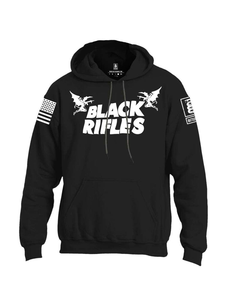 Battleraddle Black Rifles White Sleeve Print Mens Blended Hoodie With Pockets