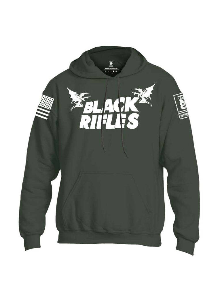 Battleraddle Black Rifles White Sleeve Print Mens Blended Hoodie With Pockets