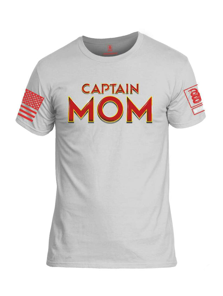 Battleraddle Captain Mom Red Sleeve Print Mens Cotton Crew Neck T Shirt