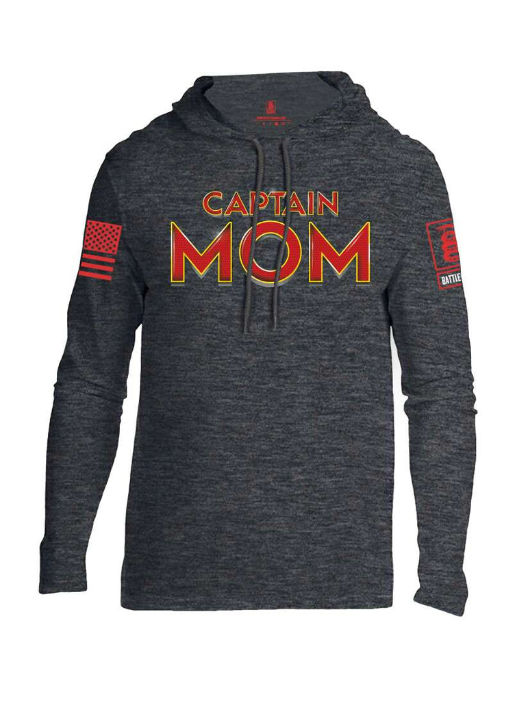 Battleraddle Captain Mom Red Sleeve Print Mens Thin Cotton Lightweight Hoodie