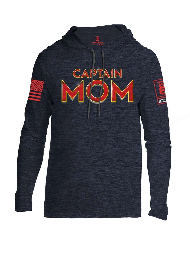 Battleraddle Captain Mom Red Sleeve Print Mens Thin Cotton Lightweight Hoodie