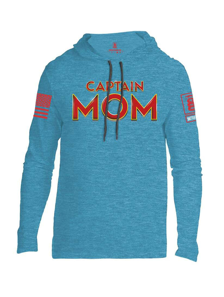 Battleraddle Captain Mom Red Sleeve Print Mens Thin Cotton Lightweight Hoodie