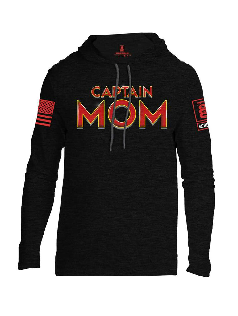 Battleraddle Captain Mom Red Sleeve Print Mens Thin Cotton Lightweight Hoodie