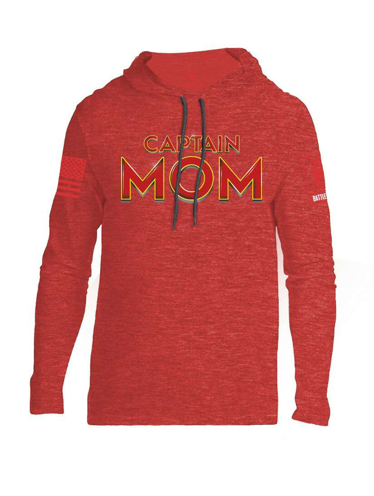 Battleraddle Captain Mom Red Sleeve Print Mens Thin Cotton Lightweight Hoodie