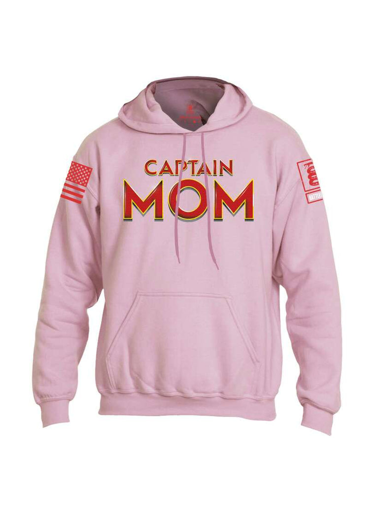 Battleraddle Captain Mom Red Sleeve Print Mens Blended Hoodie With Pockets