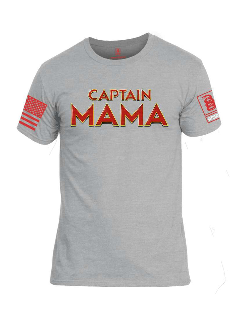 Battleraddle Captain Mama Red Sleeve Print Mens Cotton Crew Neck T Shirt