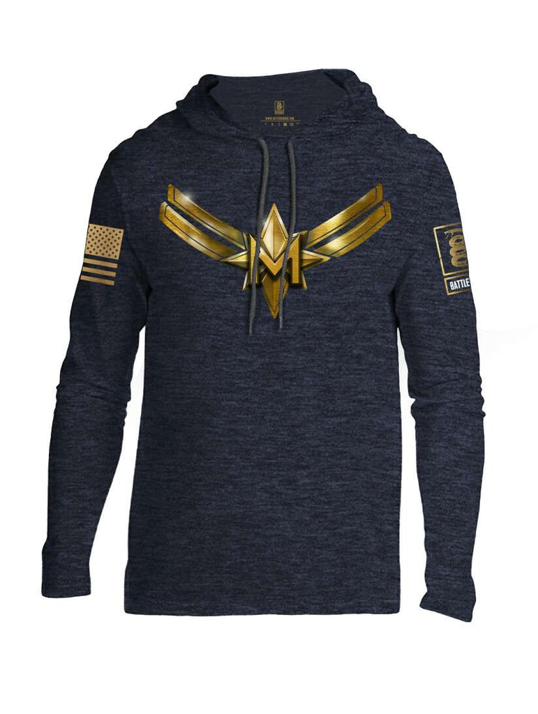 Battleraddle Captain M Brass Sleeve Print Mens Thin Cotton Lightweight Hoodie