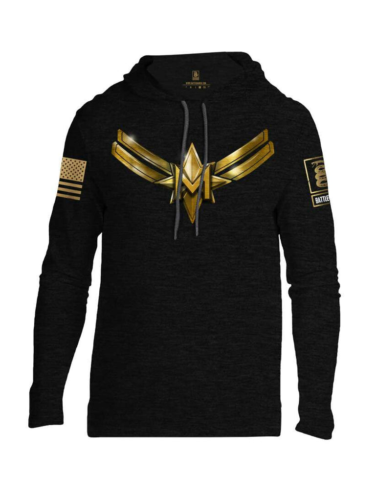 Battleraddle Captain M Brass Sleeve Print Mens Thin Cotton Lightweight Hoodie