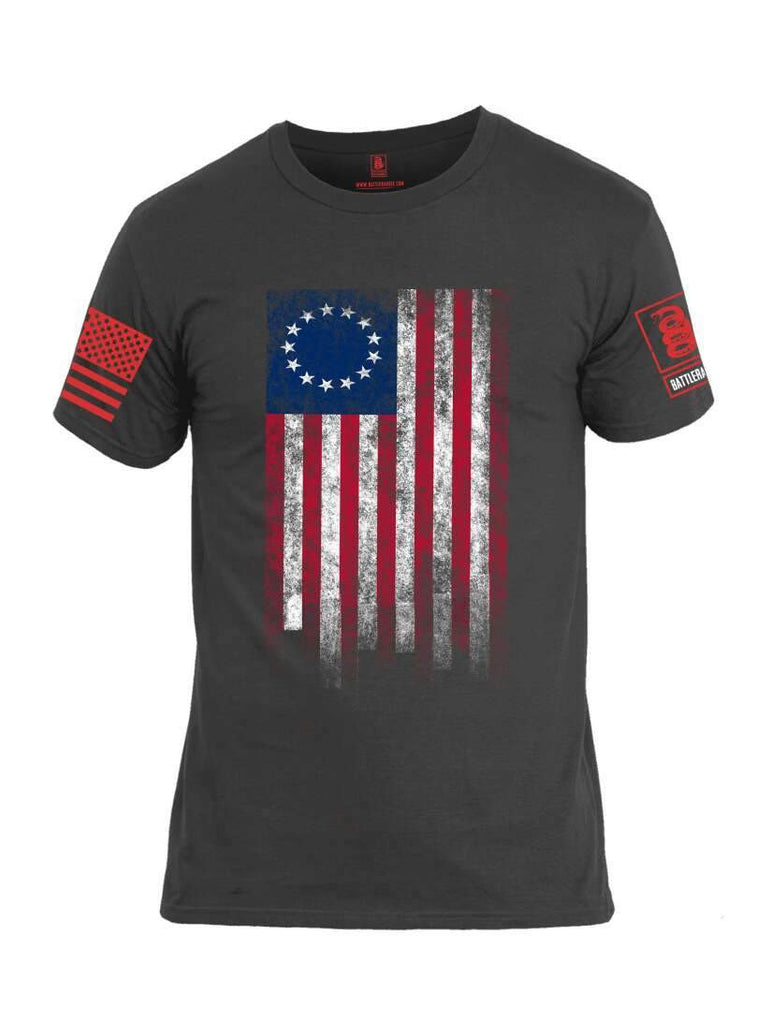 Battleraddle Thirteen Colonies Flag Red Sleeve Print Mens Cotton Crew Neck T Shirt shirt|custom|veterans|Apparel-Mens T Shirt-cotton