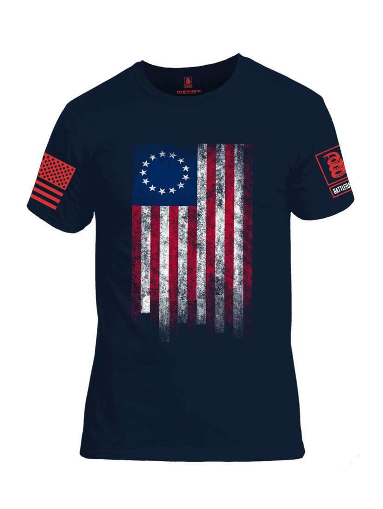 Battleraddle Thirteen Colonies Flag Red Sleeve Print Mens Cotton Crew Neck T Shirt shirt|custom|veterans|Apparel-Mens T Shirt-cotton