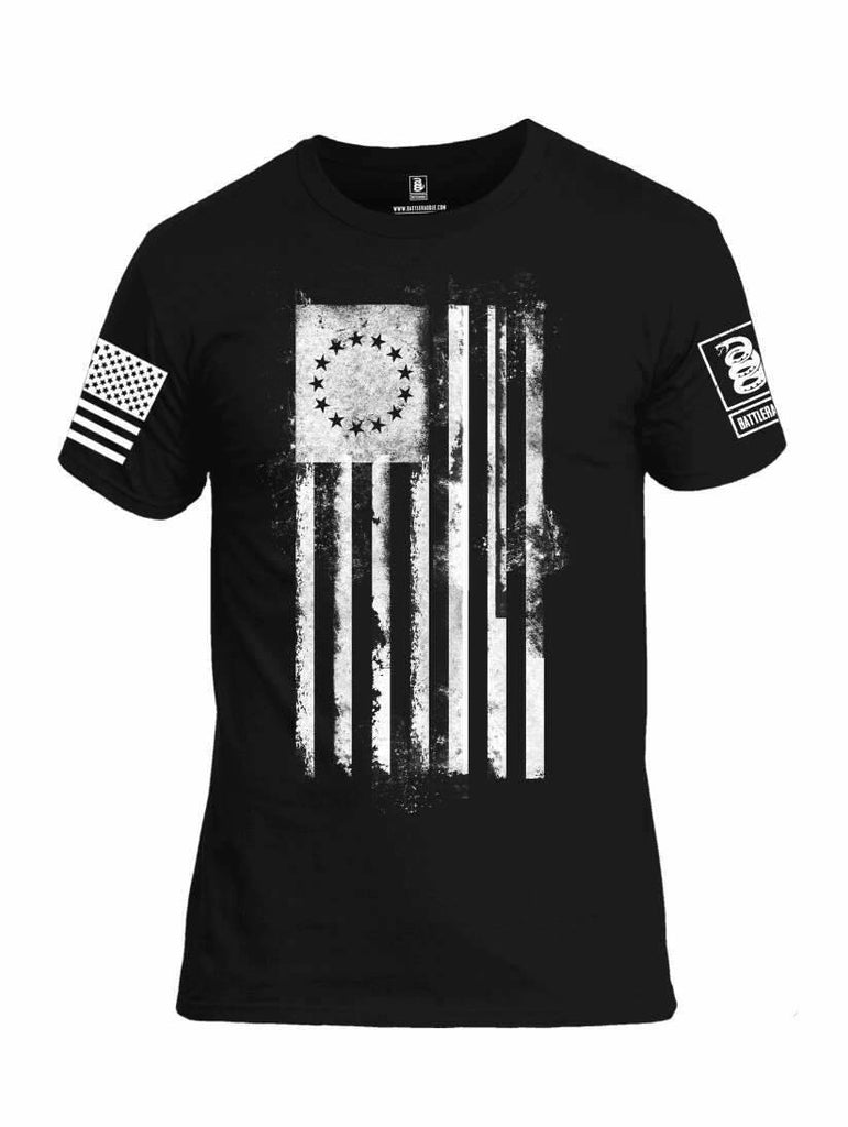 Battleraddle Thirteen Colonies White Flag White Sleeve Print Mens Cotton Crew Neck T Shirt shirt|custom|veterans|Apparel-Mens T Shirt-cotton