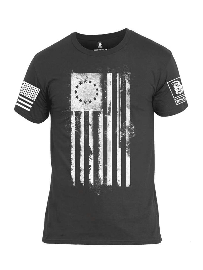 Battleraddle Thirteen Colonies White Flag White Sleeve Print Mens Cotton Crew Neck T Shirt shirt|custom|veterans|Apparel-Mens T Shirt-cotton