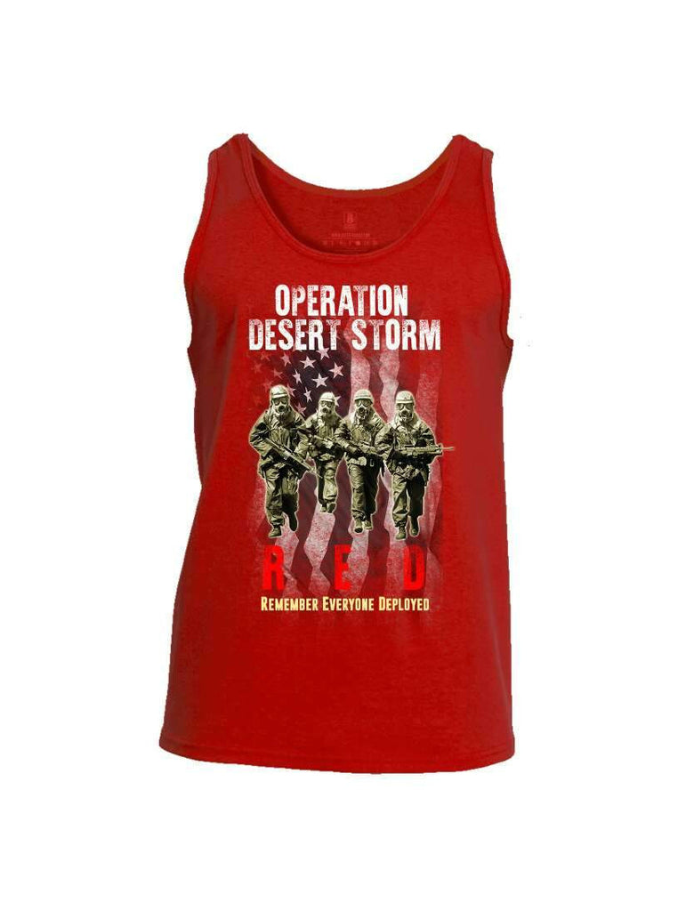 Battleraddle Operation Desert Storm RED Remember Everyone Deployed Mens Cotton Tank Top shirt|custom|veterans|Apparel-Mens Tank Top-Cotton