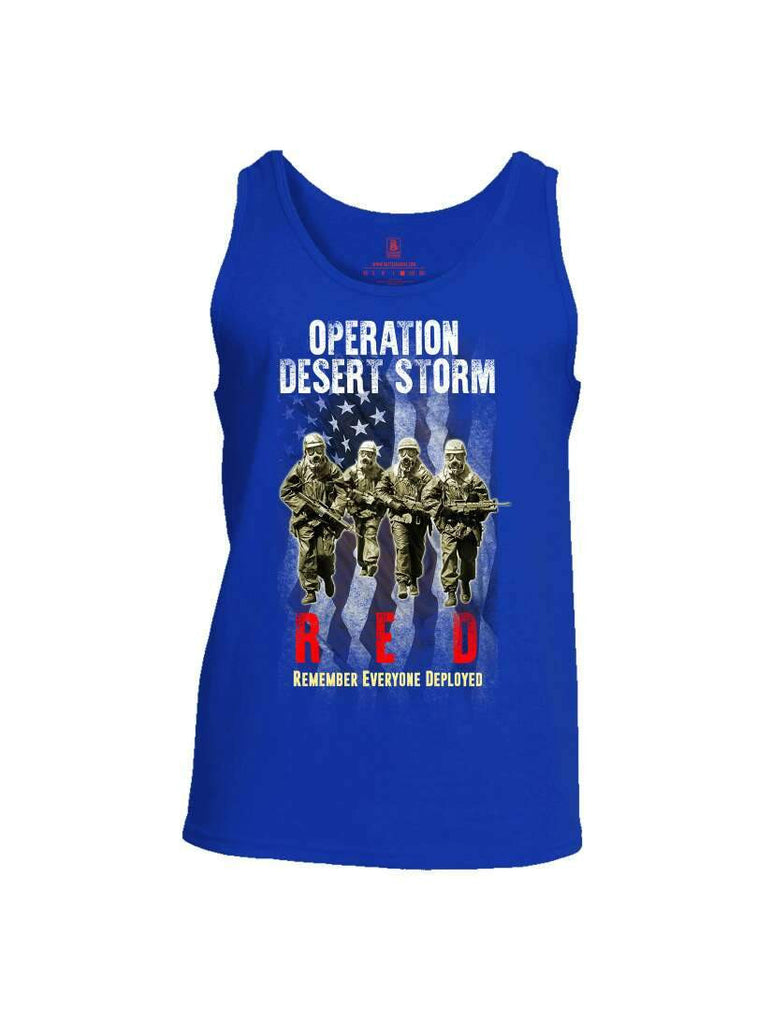 Battleraddle Operation Desert Storm RED Remember Everyone Deployed Mens Cotton Tank Top shirt|custom|veterans|Apparel-Mens Tank Top-Cotton