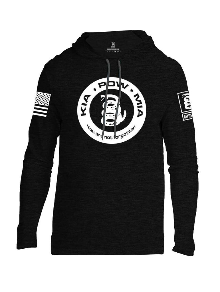 Battleraddle KIA POW MIA You Are Not Forgotten White Sleeve Print Mens Thin Cotton Lightweight Hoodie