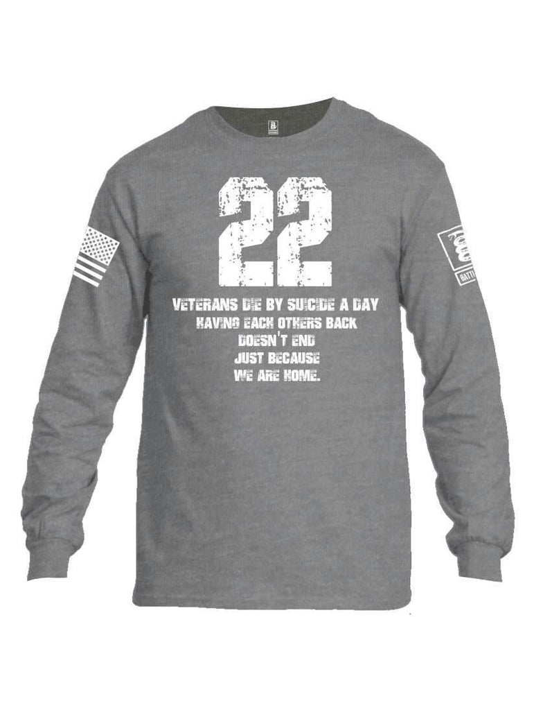 Battleraddle 22 Veterans Die By Suicide A Day White Sleeve Print Mens Cotton Long Sleeve Crew Neck T Shirt shirt|custom|veterans|Men-Long Sleeves Crewneck Shirt
