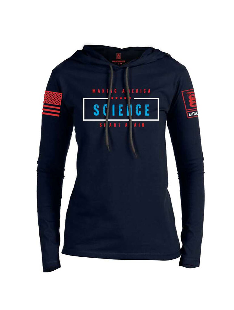 Battleraddle Making America Science Smart Again Red Sleeve Print Womens Thin Cotton Lightweight Hoodie