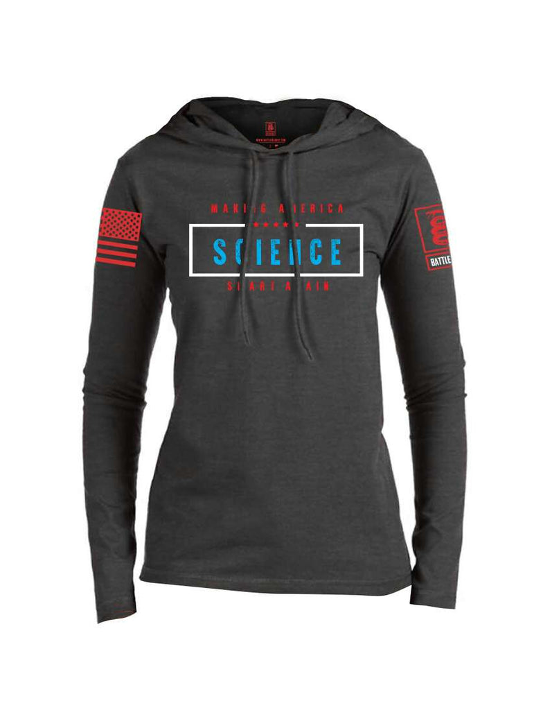 Battleraddle Making America Science Smart Again Red Sleeve Print Womens Thin Cotton Lightweight Hoodie