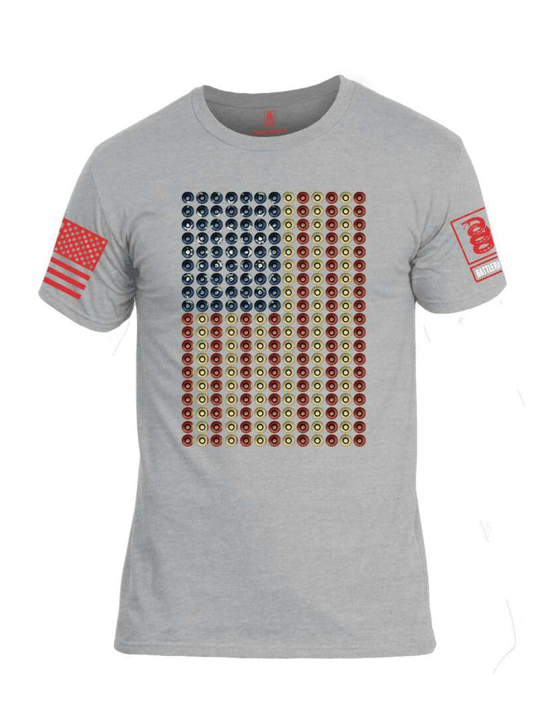 Battleraddle Bullet Casing USA Flag Red Sleeve Print Mens Cotton Crew Neck T Shirt
