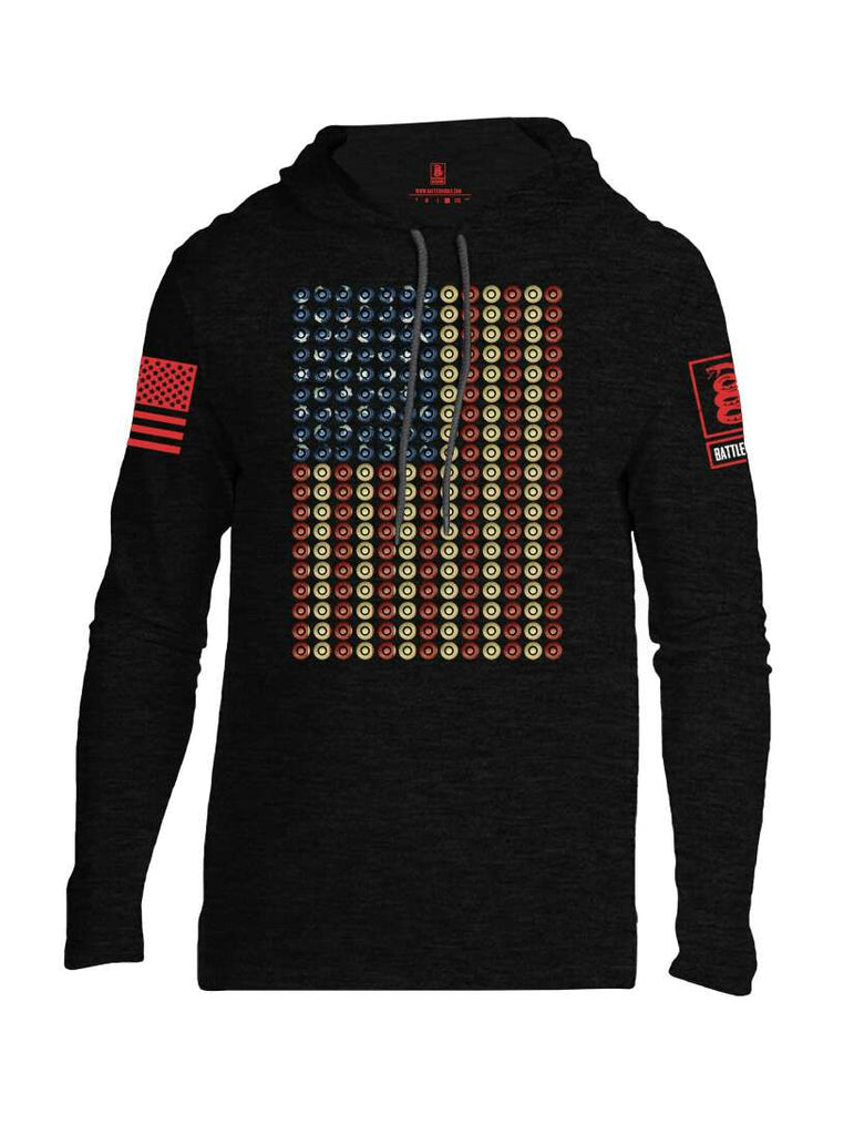 Battleraddle Bullet Casing USA Flag Red Sleeve Print Mens Thin Cotton Lightweight Hoodie