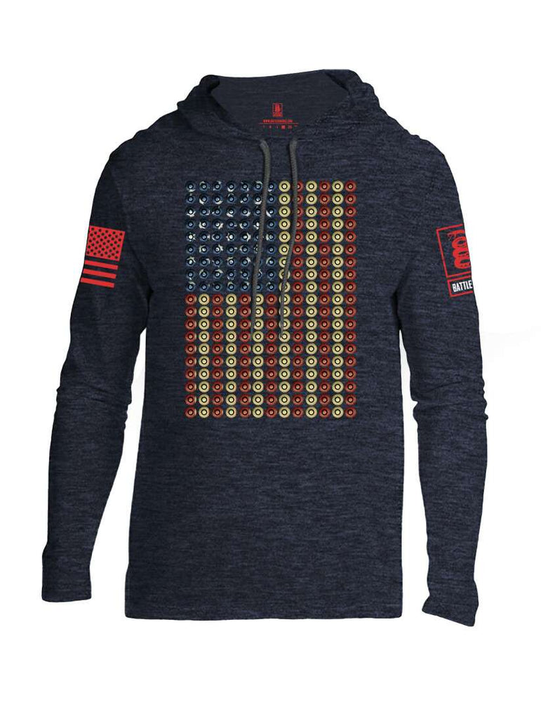 Battleraddle Bullet Casing USA Flag Red Sleeve Print Mens Thin Cotton Lightweight Hoodie