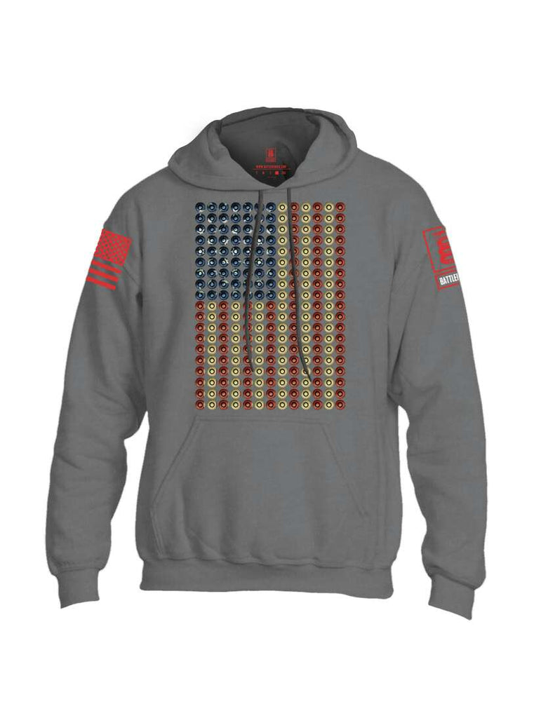 Battleraddle Bullet Casing USA Flag Red Sleeve Print Mens Blended Hoodie With Pocket