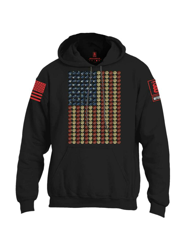 Battleraddle Bullet Casing USA Flag Red Sleeve Print Mens Blended Hoodie With Pocket