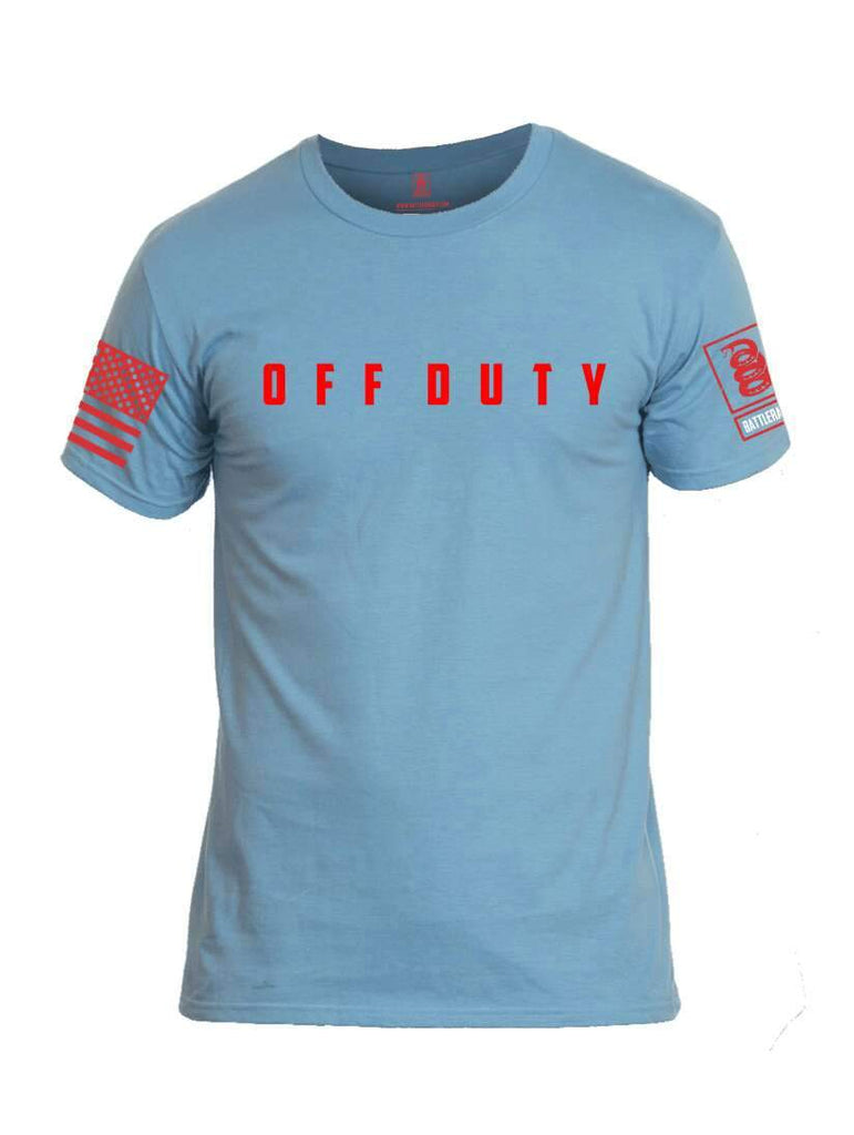 Battleraddle Off Duty Red Sleeve Print Mens Cotton Crew Neck T Shirt