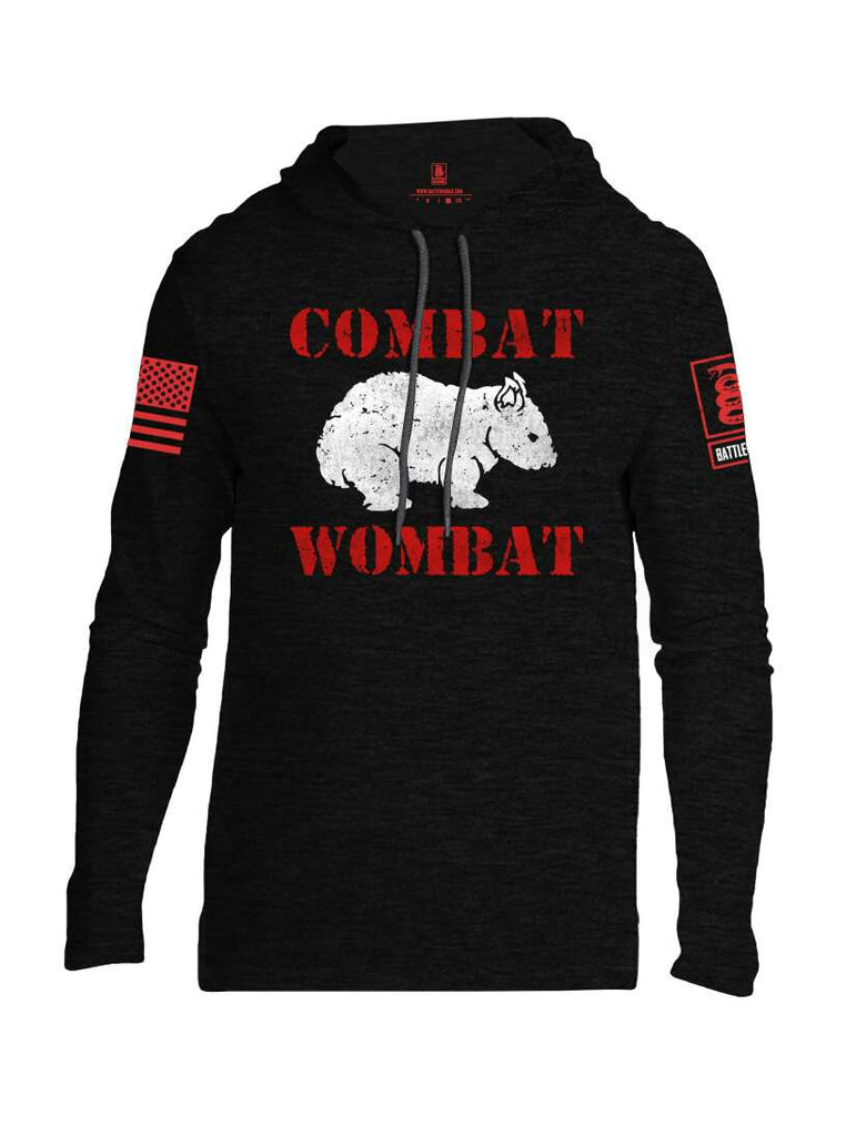 Battleraddle Combat Wombat Red Sleeve Print Mens Thin Cotton Lightweight Hoodie