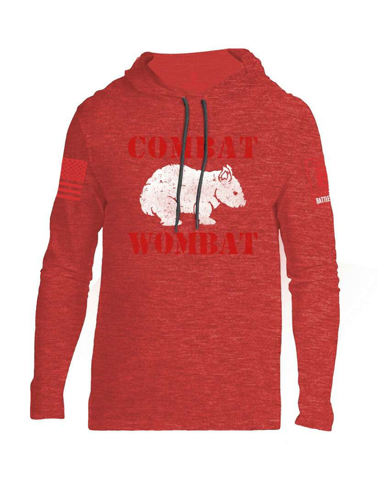 Battleraddle Combat Wombat Red Sleeve Print Mens Thin Cotton Lightweight Hoodie