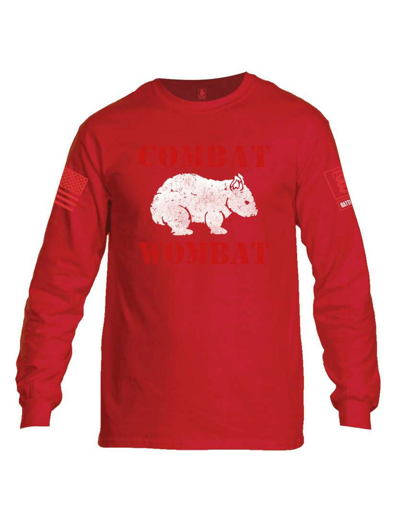 Battleraddle Combat Wombat Red Sleeve Print Mens Cotton Long Sleeve Crew Neck T Shirt