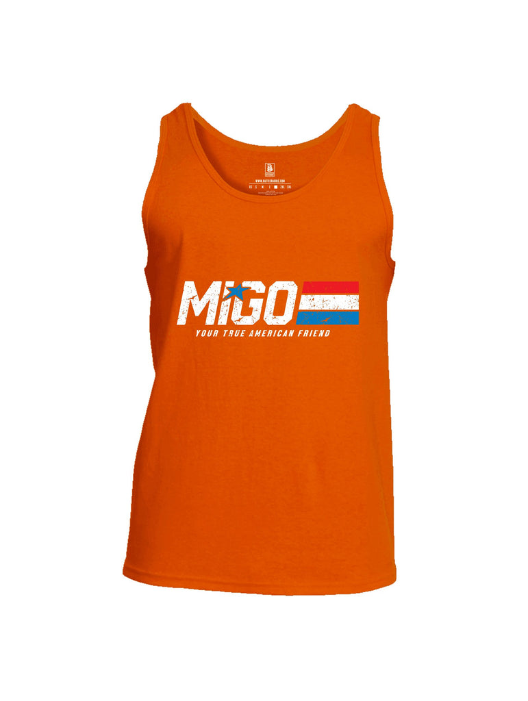 Battleraddle Migo Your True American Friend White Sleeves Men Cotton Cotton Tank Top