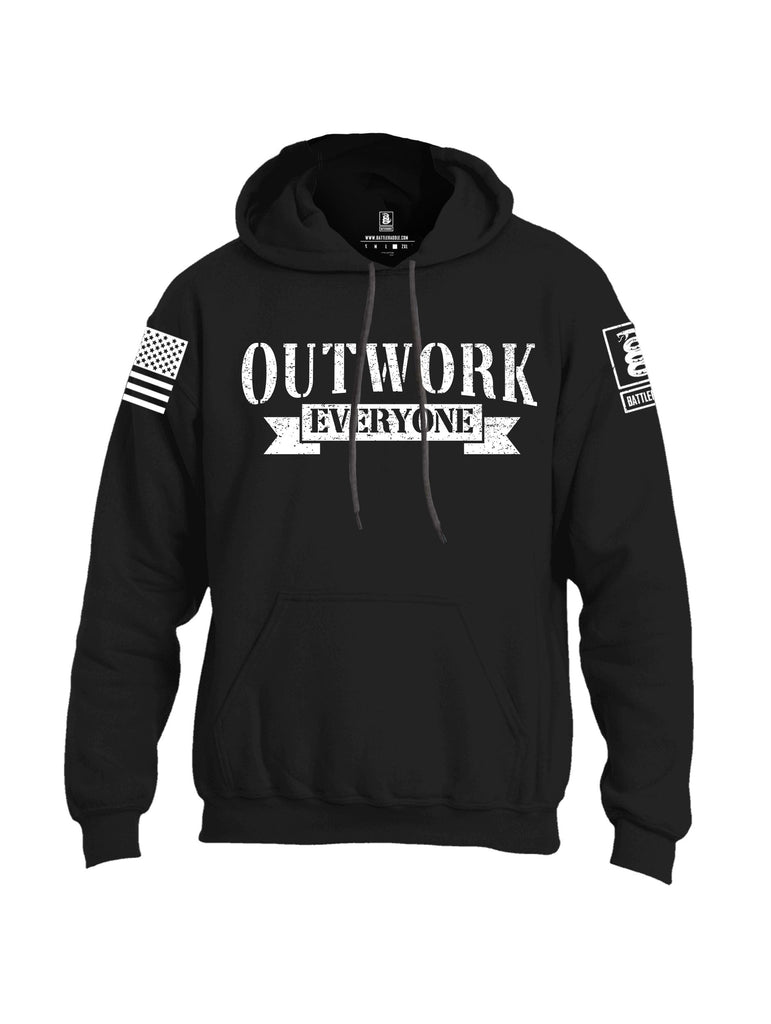 Battleraddle Outwork Everyone White Sleeves Uni Cotton Blended Hoodie With Pockets