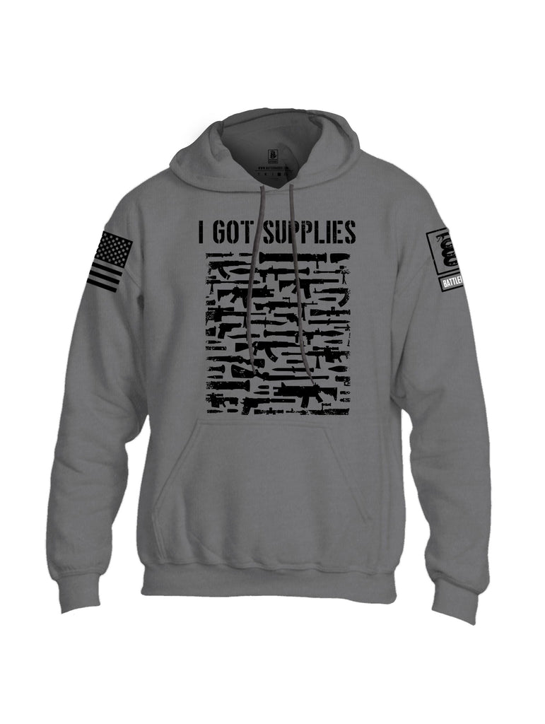 Battleraddle I Got Supplies Black Sleeves Uni Cotton Blended Hoodie With Pockets