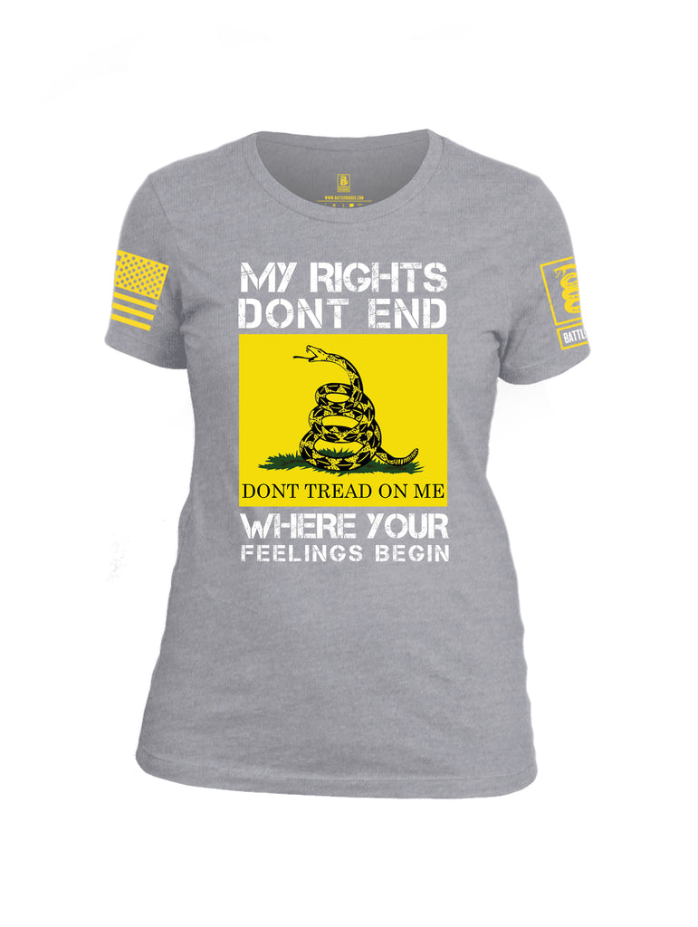 Battleraddle My Rights Dont End Where Your Feelings Begin {sleeve_color} Sleeves Women Cotton Crew Neck T-Shirt